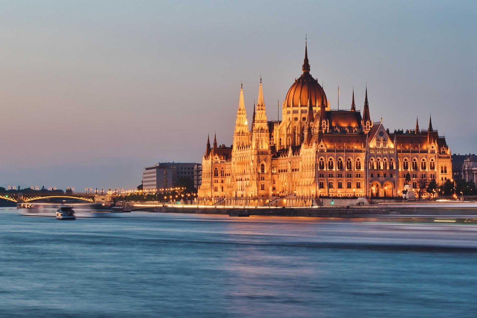 Budapest Parliament at night on the Danube