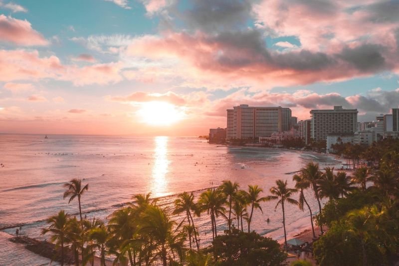 Waikiki Beach sunset, Hawaii